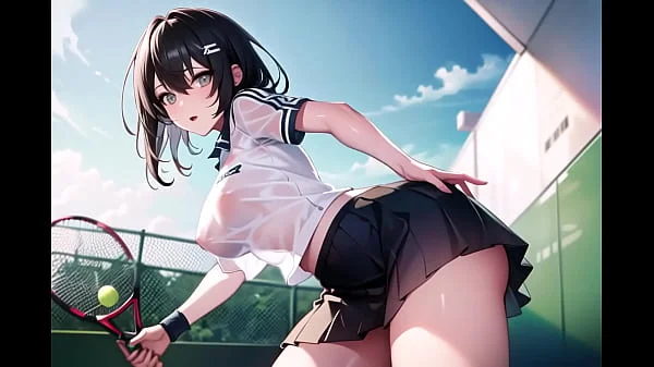 Sexy Young Anime Teens Playing Tennis With Transparent Cloth (with pussy masturbation ASMR sound!) Uncensored Hentai