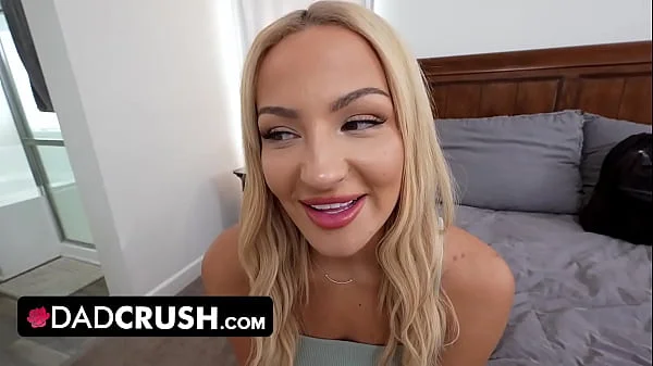 DadCrush - Sexy Blonde Babe Mila Monet Gets On Her Knees And Swallows Stud's Cock